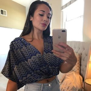 Stunning Blue & Grey Anthropologie Blouse